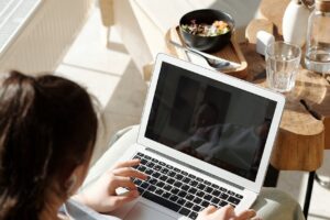 woman working at home