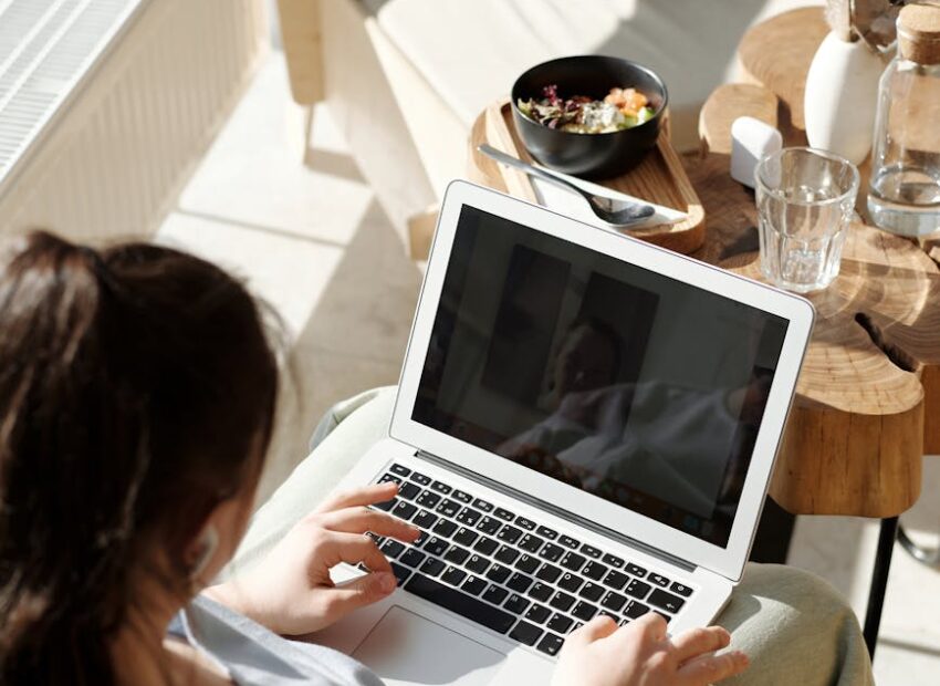 woman working at home